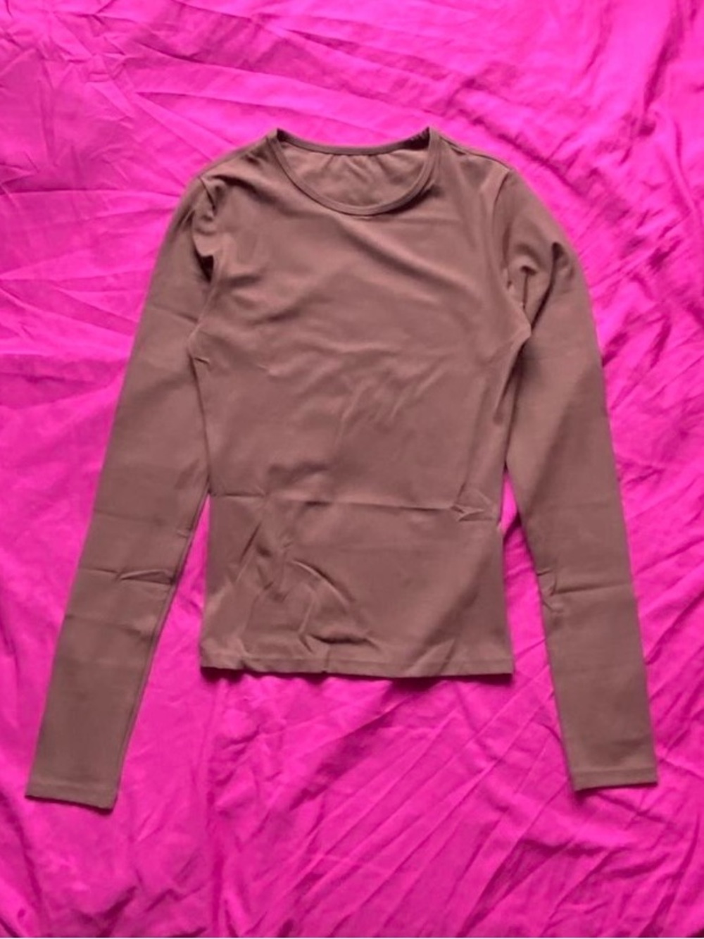 Women Brown Shapewear Classic Long Sleeve Crewneck Top - Brown